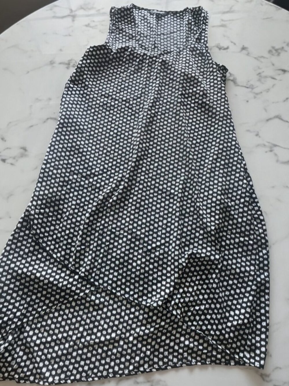 Liverpool Black White Geometric Dot Sleeveless Dress High Low M Wedding Guest - Picture 5 of 12